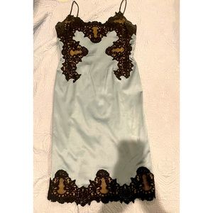 Blue and black lace cocktail dress